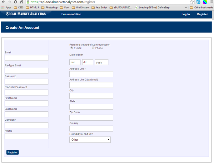 SMA User Registeration Page